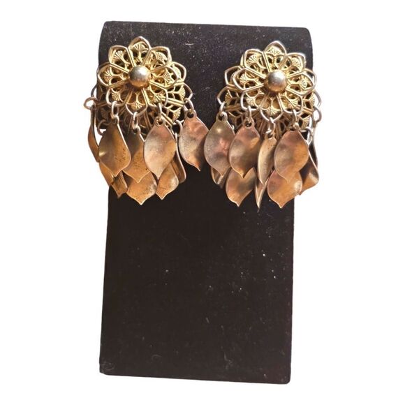 Vintage Boho Leaf Tassel Dreamcatcher Earrings - Picture 1 of 9